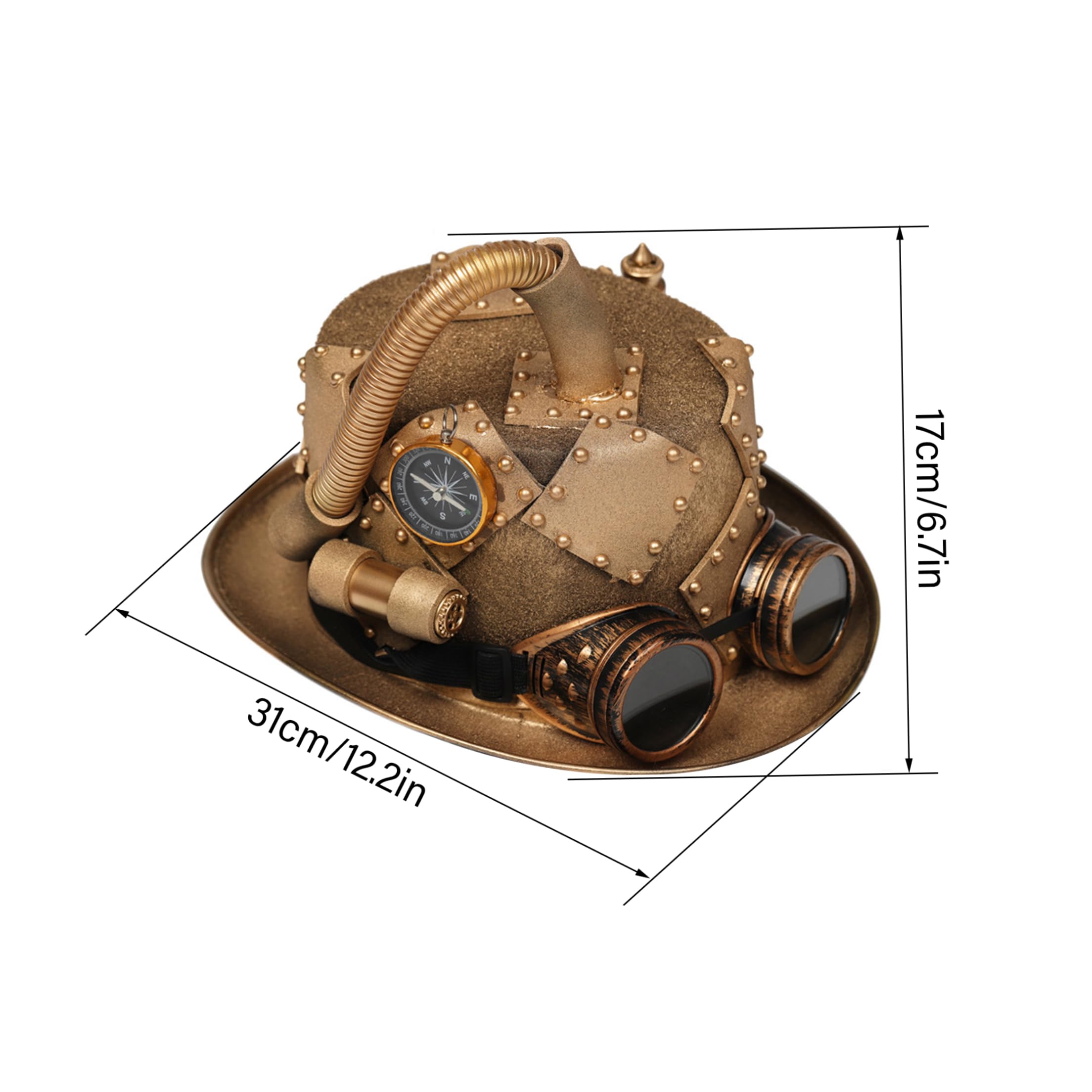Jorzer Cappello a cilindro Accessori Steampunk, berretto gotico di Halloween, marrone