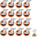 2.5 Inch Caster Wheels, Casters Set of 4,Heavy Duty Caster with Brake,Top Plate Swivel Wheels Industrial Castors Polyurethane Wheel, Locking Castor for Furniture Carts and Workbench