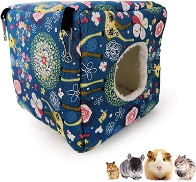 Oncpcare Cube Hamster Cotton Nest, Winter Warm Sugar Glider Bed House, Small Pet Plush Hanging Hammock for Birds Parrot Sugar Glider Ferrets Rat Hamster Squirrel Guinea Pig Chinchilla Marmosets Bunny