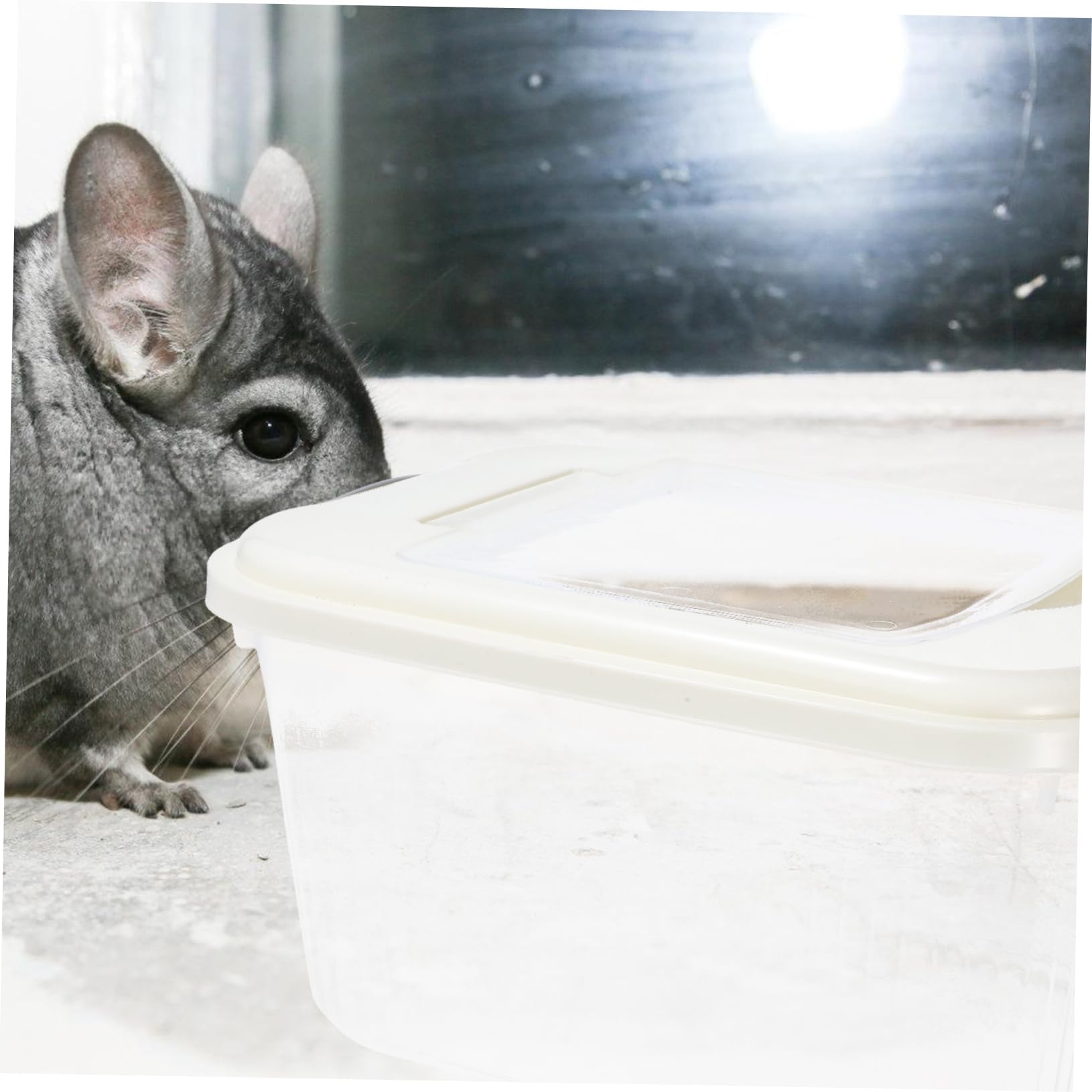 Hamster Sandbadezimmer mit Deckel, Weißes Abs für Hamster und Chinchilla