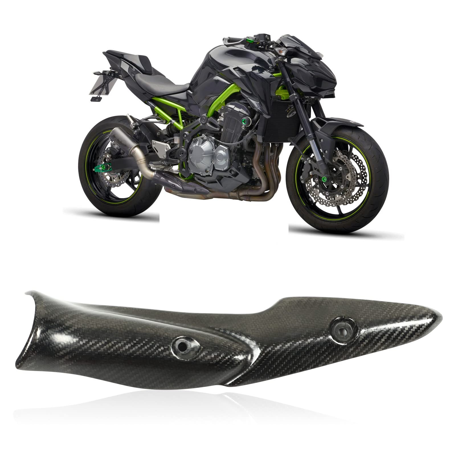 Cubierta de Escudo Térmico de Escape, Tubo de Enlace Medio de Motocicleta Protector de Tubo de Fibra de Carbono Z900 para Z900 2017‑2019 20172019