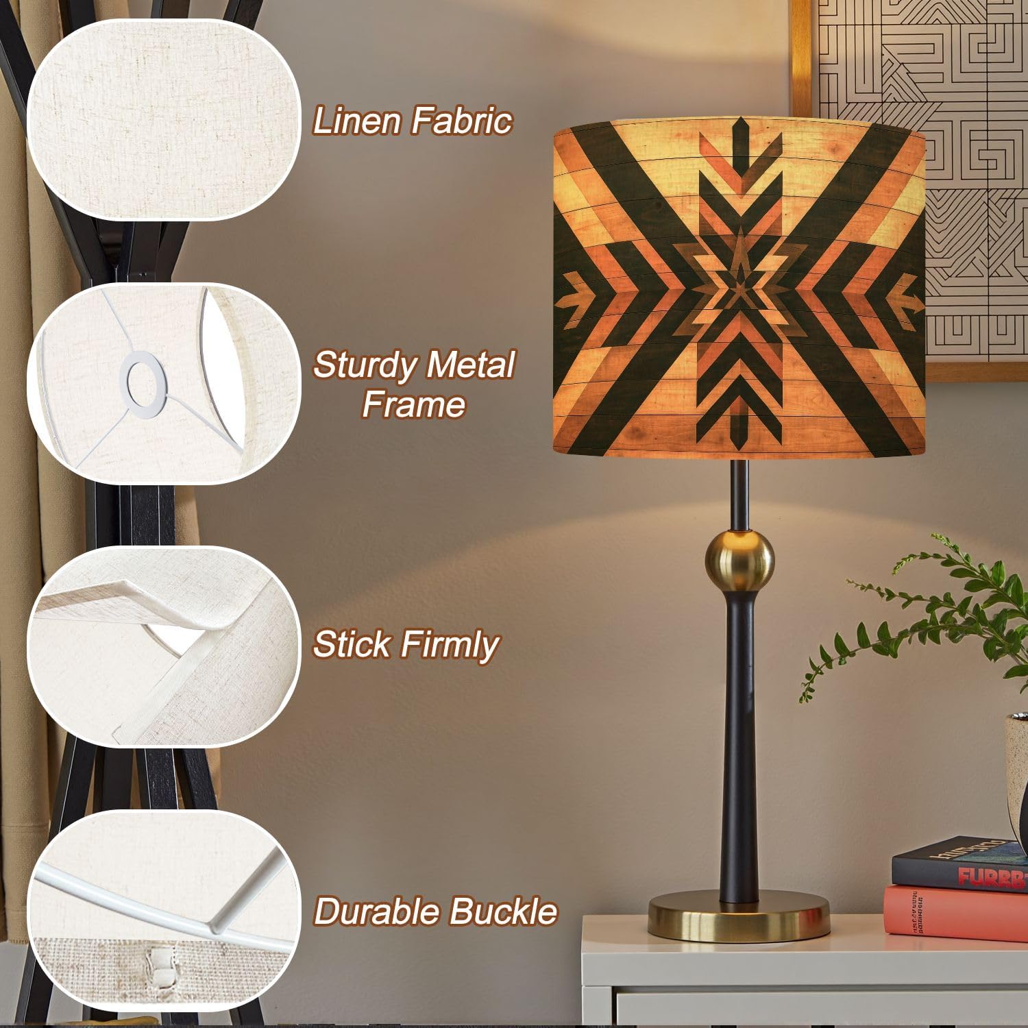 Lampshades Lamp Shades set of 2 Western Aztec Southwestern Native American Light Shade for Table Lamps Floor Lamps Drum Lamp Shades Lampshade Replacement