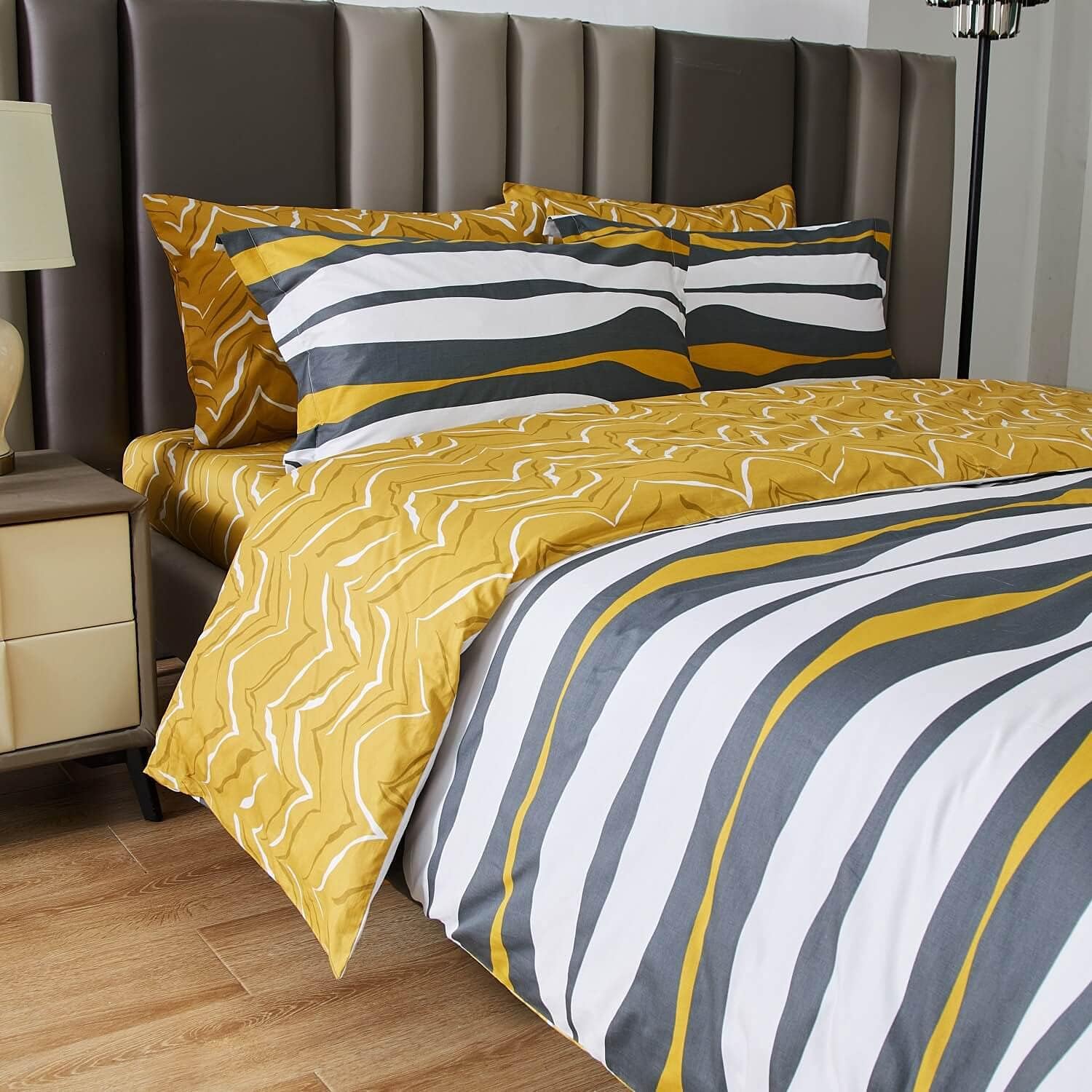 Dolce Mela Queen Size, Luscious 6 Piece Duvet Cover Set,100% Combed Cotton, All-Season, DM823Q