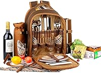 Vista 2 de Apollo Walker Mochila de picnic para 4 personas con compartimento refrigerador, bolsa de vino, manta de picnic (45 x 53 pulgadas), lo mejor