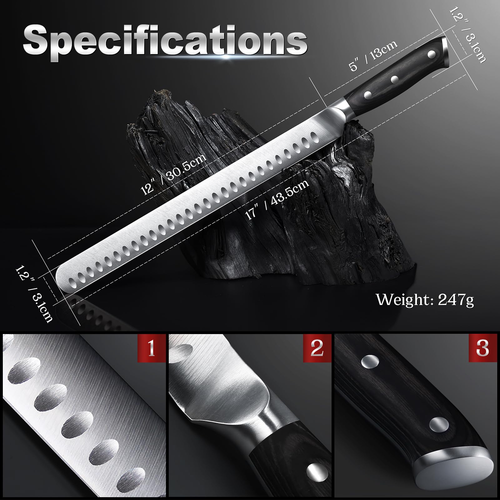 YFWOOD Brisket Knife, 12 inch Carving Knife for Meat — Amazon image 2