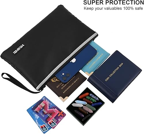 Miniatura 6 de Bolsa impermeable ignífuga para documentos de dinero, bolsas seguras con cremallera con tira reflectante, bolsa organizadora de almacenamiento a