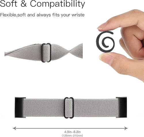 Miniatura 9 de Banda elástica ajustable para reloj compatible con Fitbit Charge 2. Correa de nailon elástica, suave para muñecas. Pulsera deportiva de repuesto