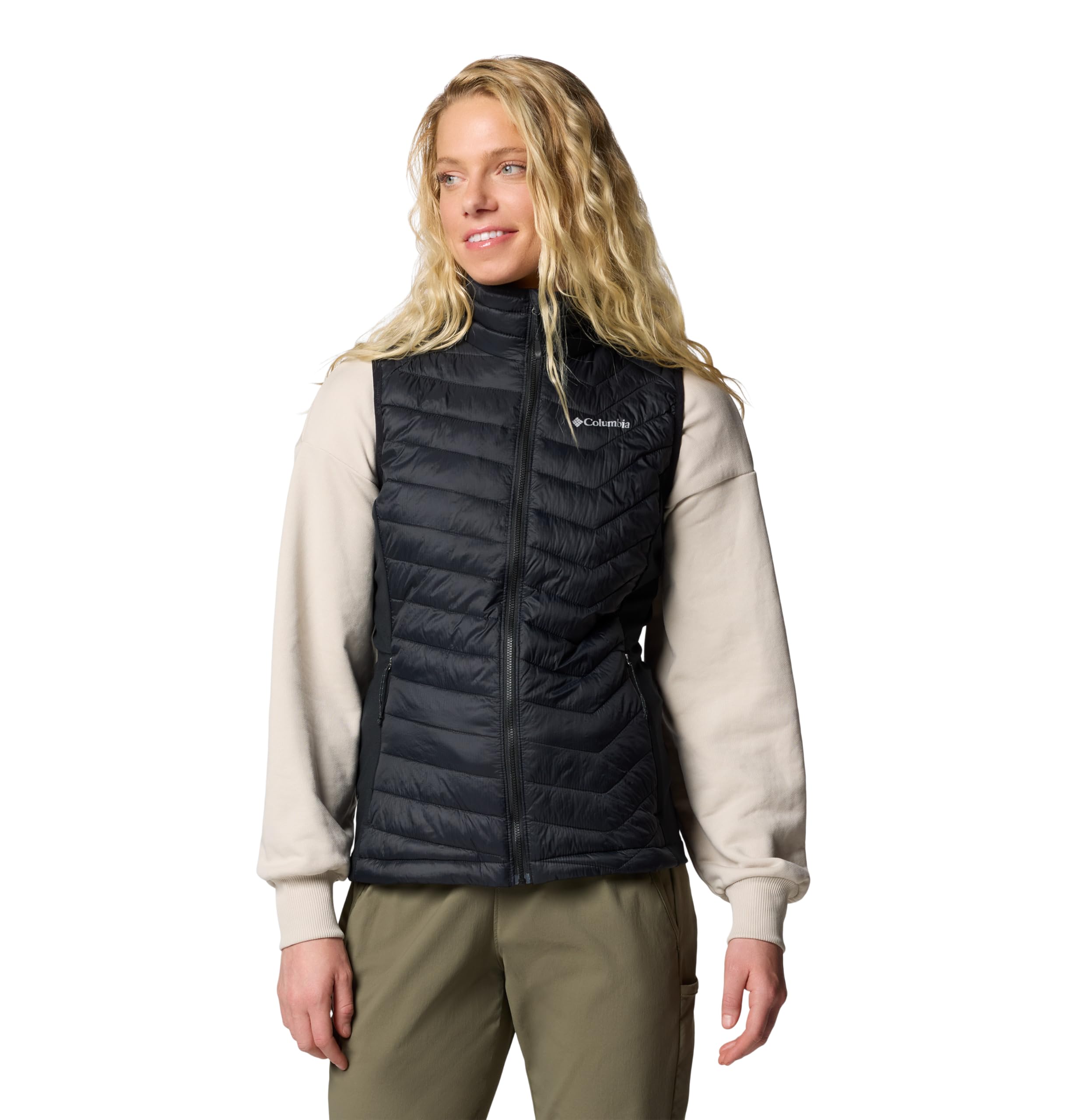 Columbia Women's Powder Pass 2 Hybrid Vest, Puffer Vest Body Warmer, Black, XL