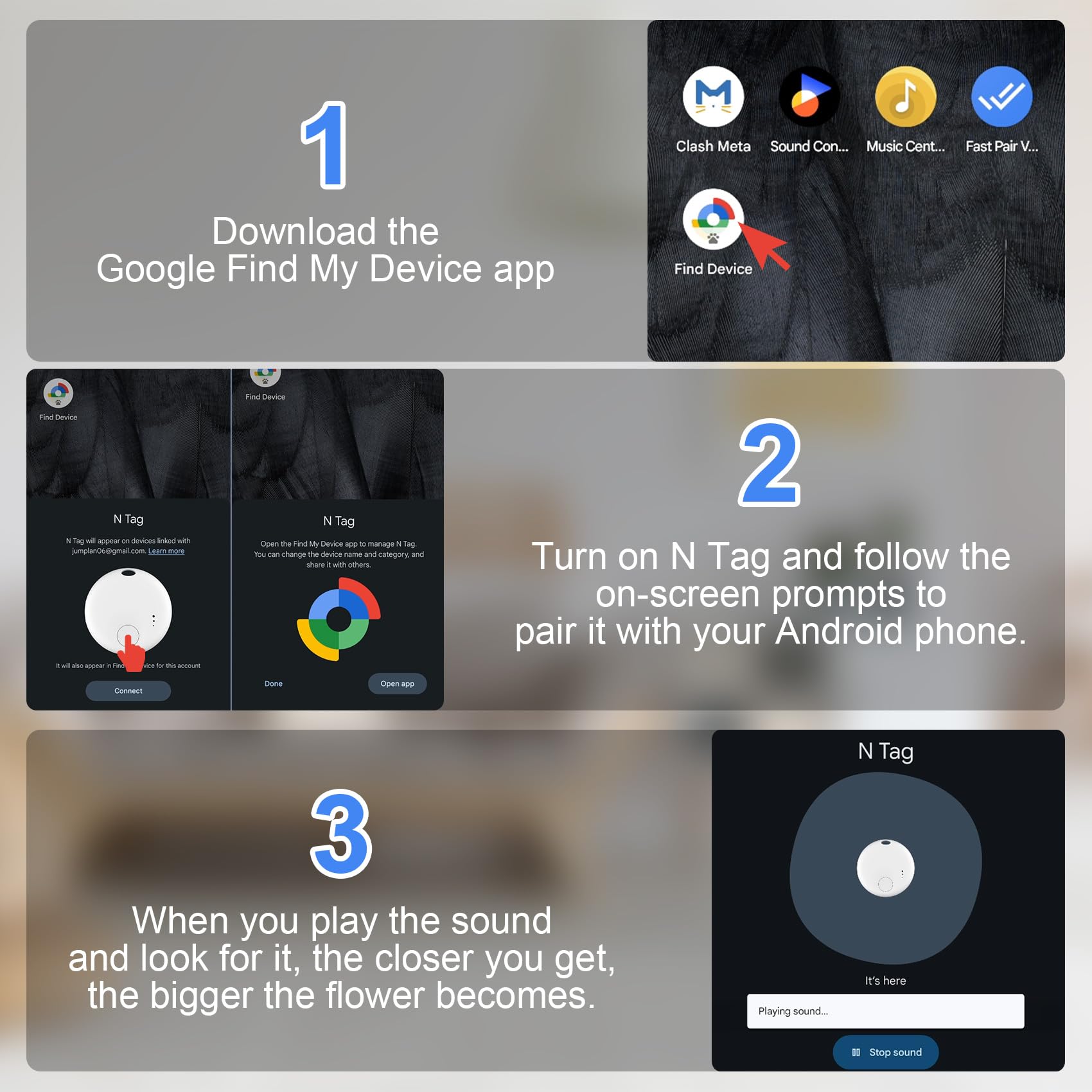 Rastreador Bluetooth para Android, paquete de 4 buscadores de artículos funciona con la aplicación Google Find My Device, buscador de llaves y localizador de artículos para llaves, cartera, bolsas