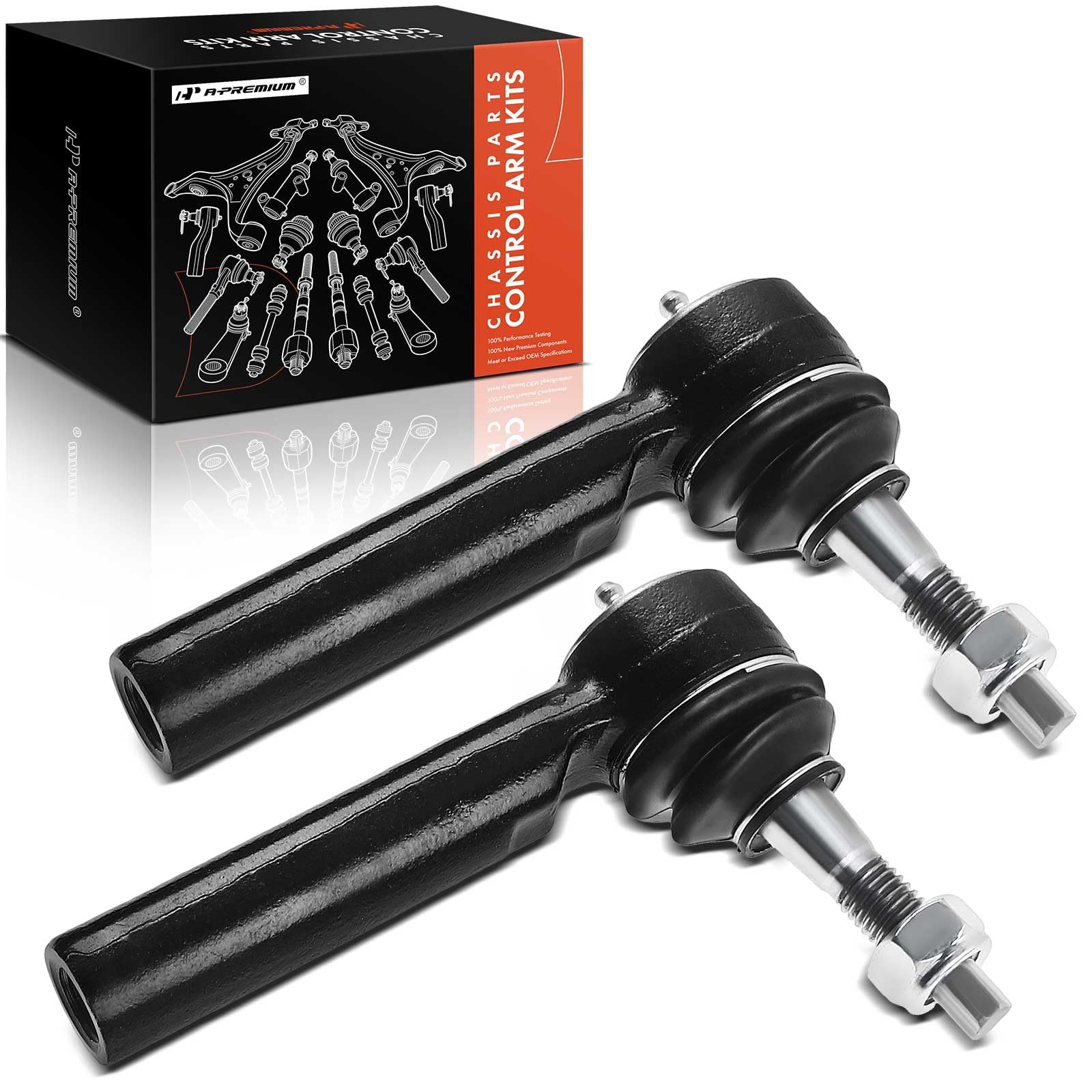 A-Premium 2 x [5.520 Inch] Front Outer Tie Rod Ends, Compatible with Chevy & GMC & Cadillac - 2007-2014 - Silverado 1500, Tahoe, Suburban, Avalanche, Sierra 1500, Yukon (XL 1500), Escalade (ESV & EXT)