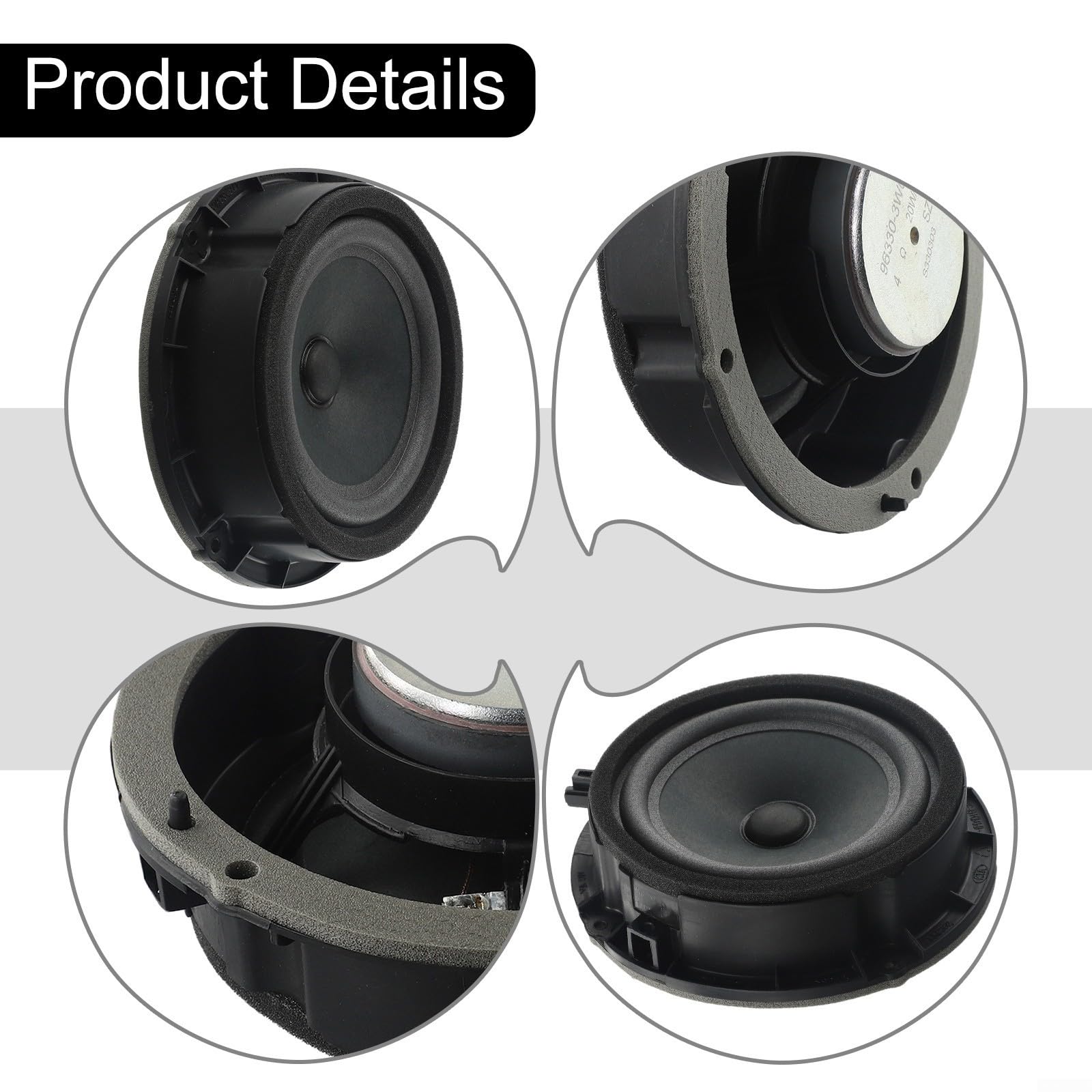 Conjunto de altavoz de puerta para Sportage 2010-2013, 96330-3W000 compatible y unidad de altavoz de juego, reemplazo de altavoz de puerta de automóvil de plástico negro, piezas interiores