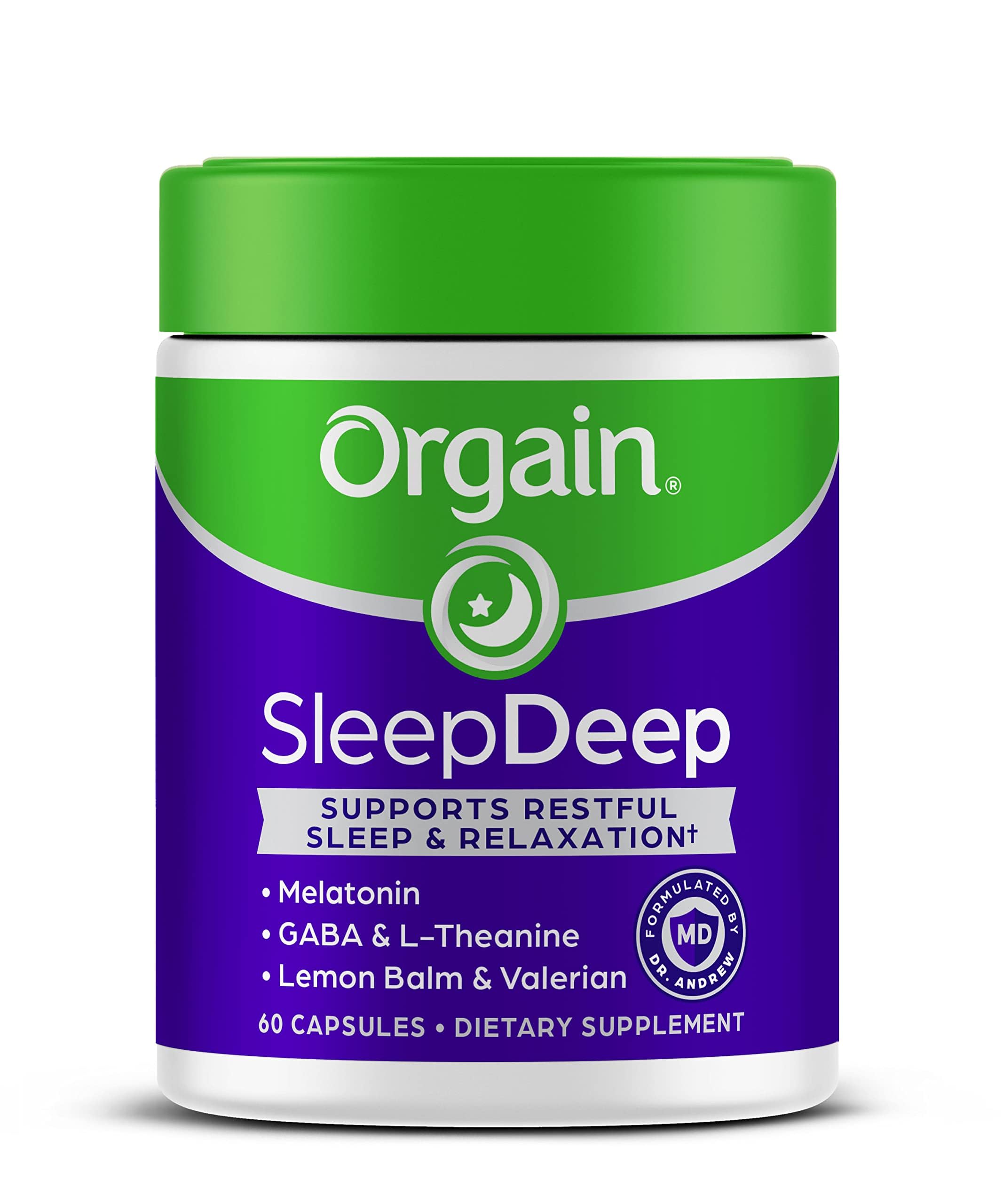 OrgainSleepDeep, Melatonin Sleep Aid Support Supplement with Magnesium, GABA, L-Theanine, L-Tryptophan, Chamomile, Lemon Balm & Valerian Root, Gluten Free, Doctor Formulated - 60 Count, 30 Day Supply
