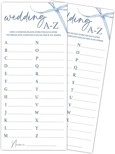 Miniatura 11 de Juegos de fiesta de boda con lazo azul, juegos de boda para 25 invitados, tarjetas de fiesta de compromiso, suministros de fiesta de compromiso y