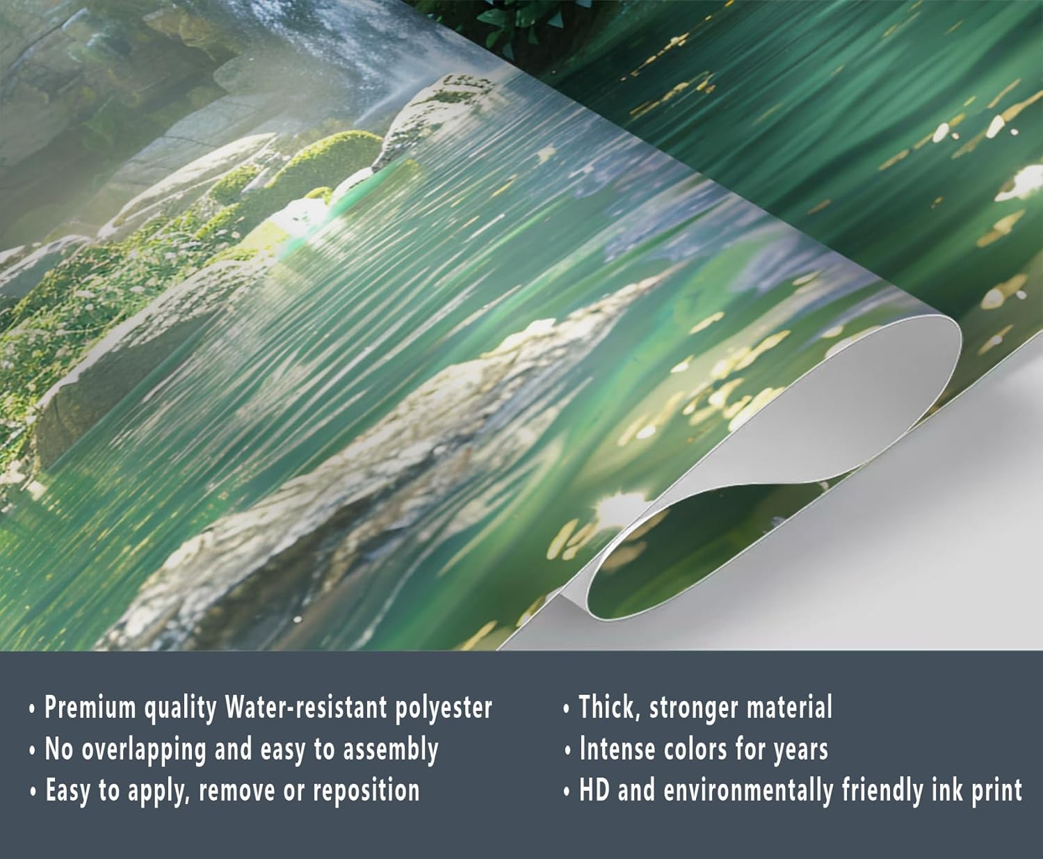 Forest Wallpaper Murals, Waterfall Wall Mural, Lake Wallpaper for Bedroom Living Room Home Decor - 79" x 55" (Not Peel n' Stick)