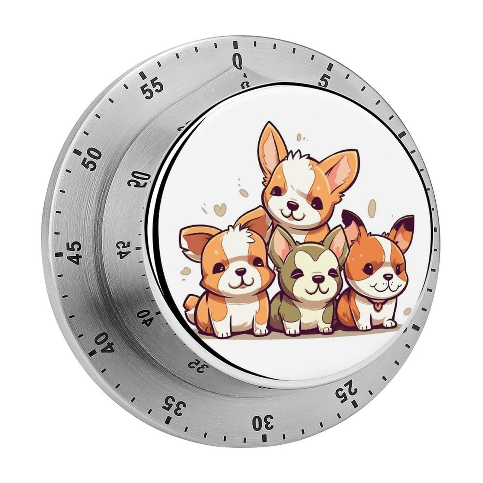 Cute Corgi Puppy Kitchen Timers Magnetic Back Manual Countdown Timers for Classroom Home Gym Tanning