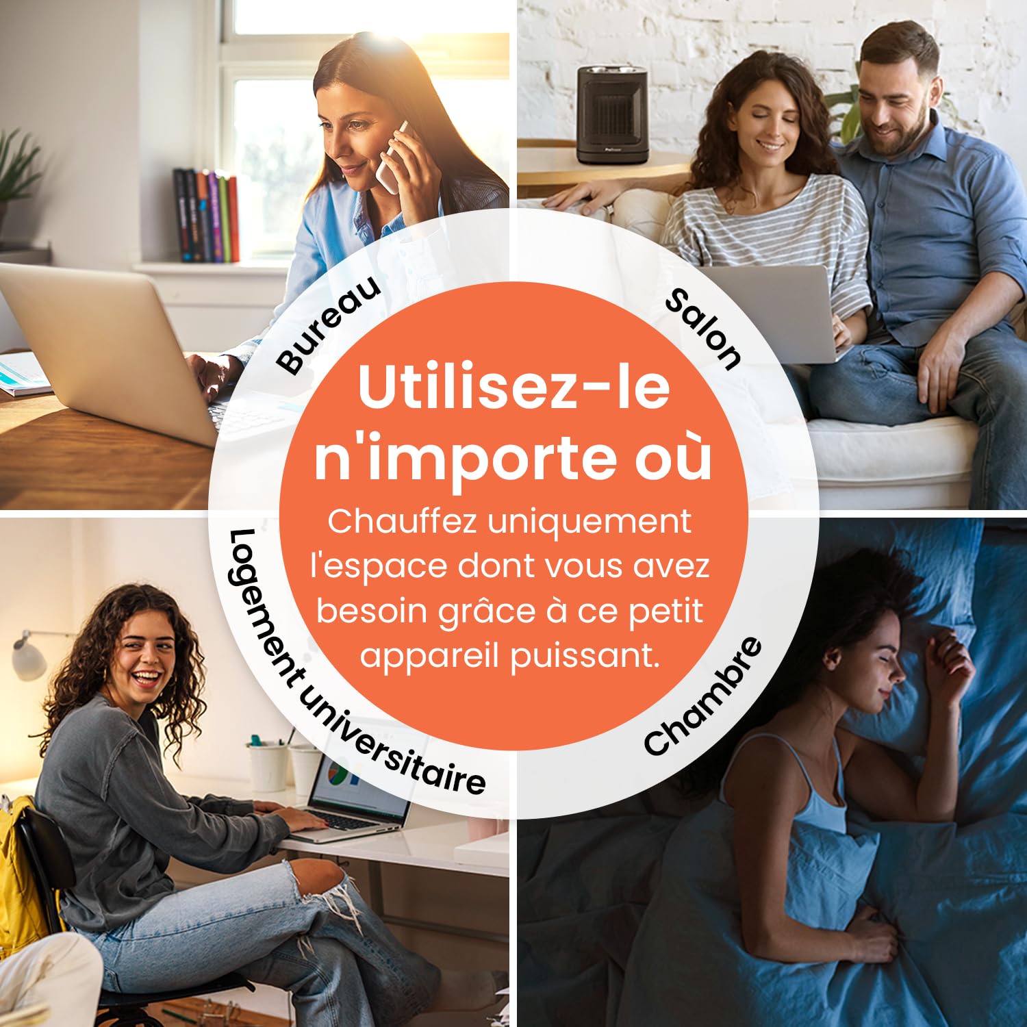 Pro Breeze Radiateur Soufflant en céramique 1800W, Chauffage d'appoint avec oscillation automatique, 2 réglages de chaleur et mode ventilateur seul - Noir