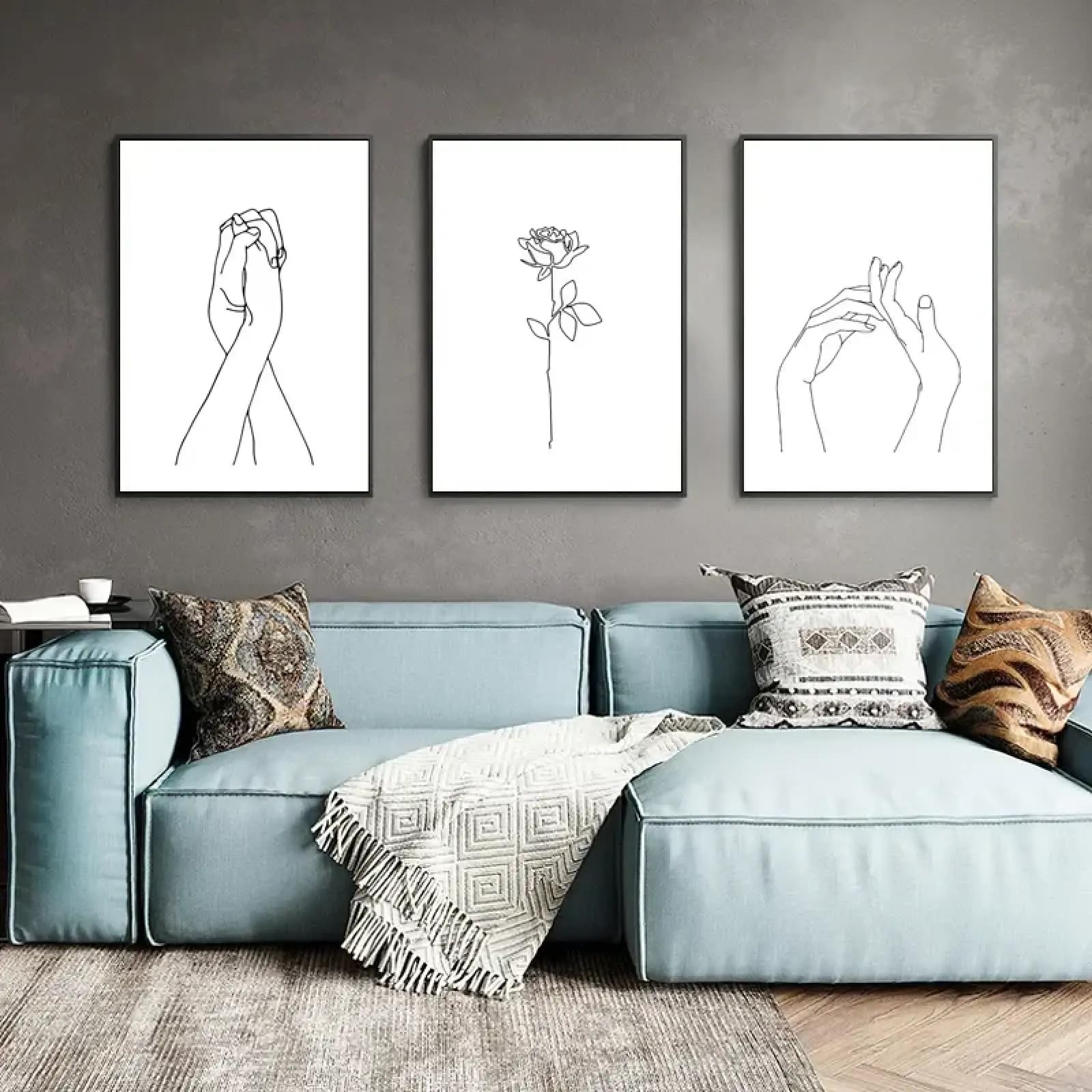 Impression sur toile 60x80cm décoration d'intérieur dessin au trait fleur