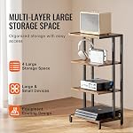 VEVOR 4-Tier AV Media Stand, Corner TV Stand, Height Adjustable Wooden Shelves for DVD Players/Cable Boxes/Games Consoles, Brown