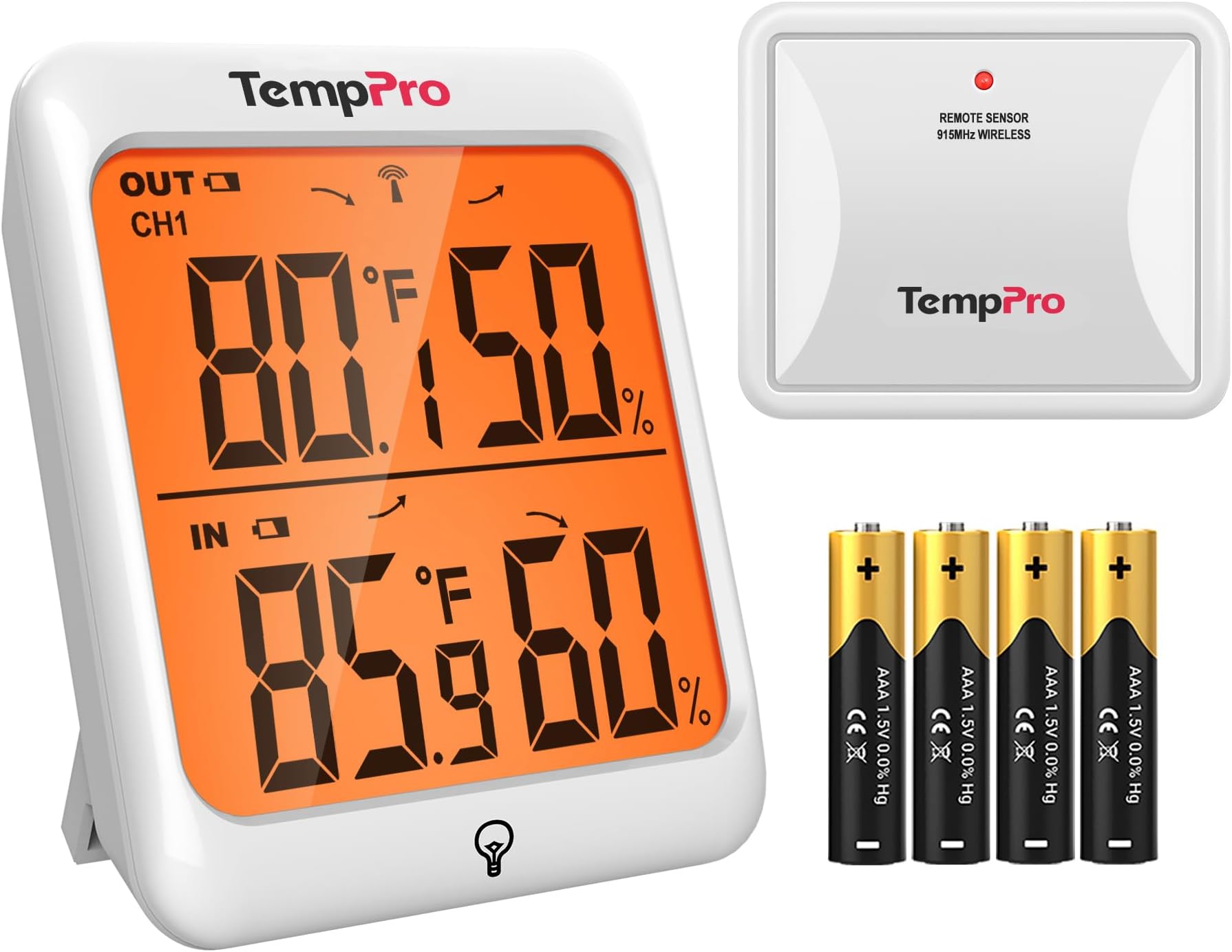 ThermoPro TP63A Waterproof Indoor Outdoor Thermometer Digital Wireless Hygrometer Humidity Gauge Temperature Monitor with Cold-Resistant Outdoor Temperature Thermometer, 200ft/60m Range