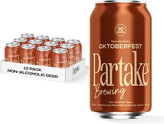 Partake Brewing Craft Non Alcoholic Beer, Oktoberfest 12 Pack x 12 Fl Oz Cans - Low-Calorie, Low-Carb, No Sugar, All-Natural Ingredients - Award-Winning Taste, Non Alcoholic Beer Without the Empty Calories