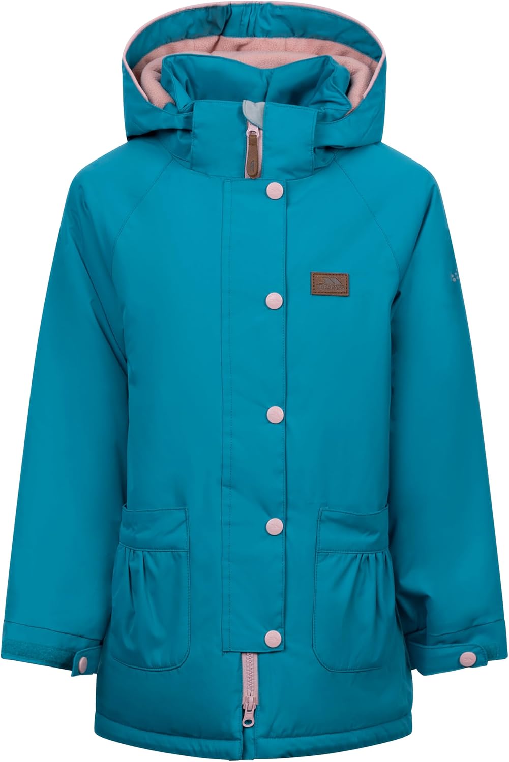 Trespass Girls Rain Jacket Roselettie - Padded, Detachable Hood, 2 Patch Pockets, Adjustable Cuffs, Dipped Back Hem, Woven Shell