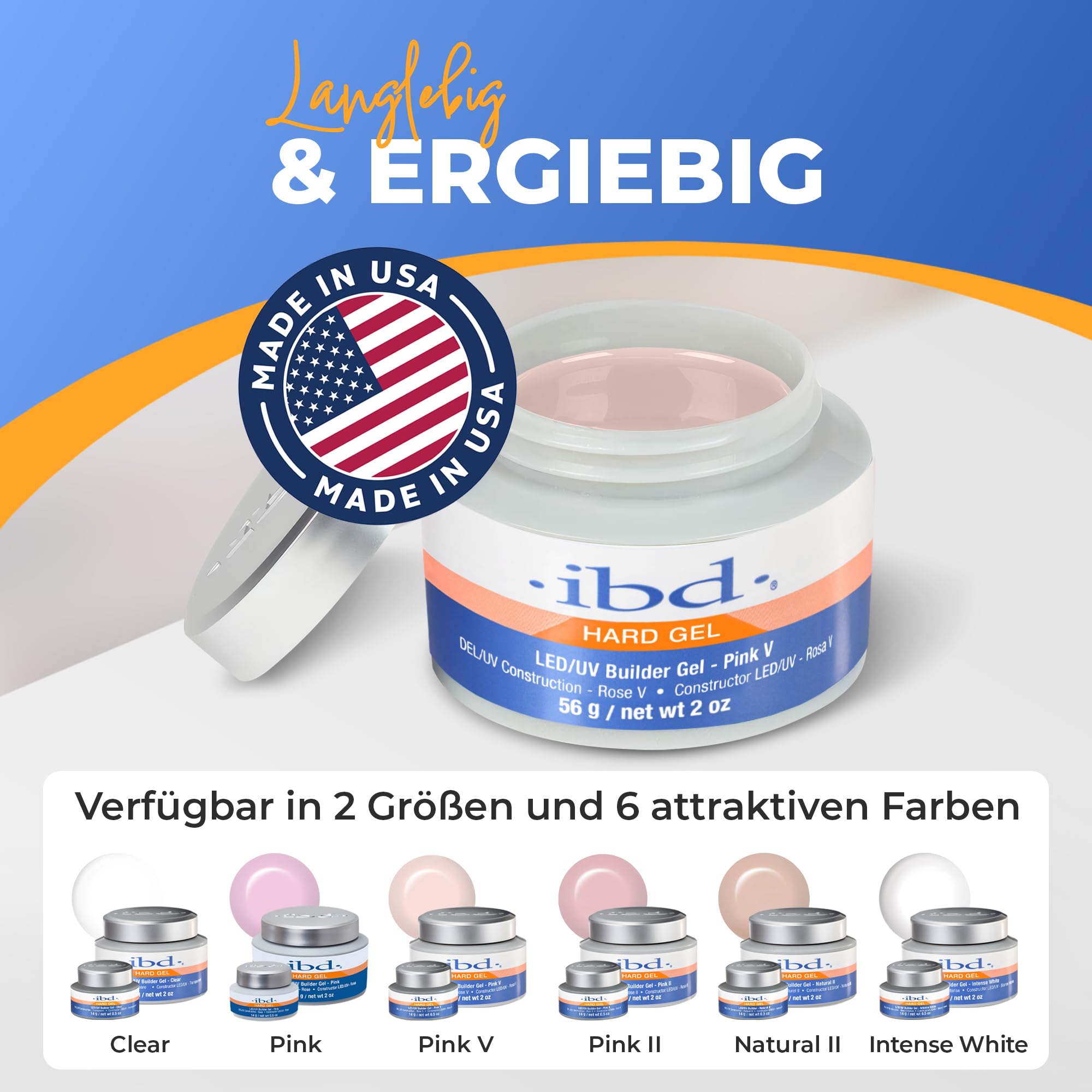 IBD Hard Gel – LED/UV Builder Gel Pink V, 1er Pack (1 x 56 g) – MADE IN USA – Nagelaufbau zu Hause – ohne Termine und laute Nagelstudios
