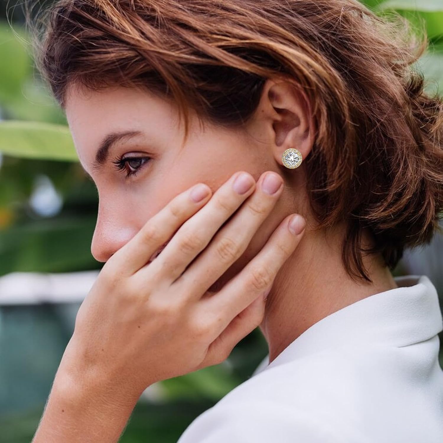 NEWITIN 4 Pairs Stainless Steel Stud Earrings for Men Hypoallergenic Earring Flatback Earring Screw Back Silver Gold Studs Inlaid Cubic Zirconia Stud Earrings for Women Men - Image 7