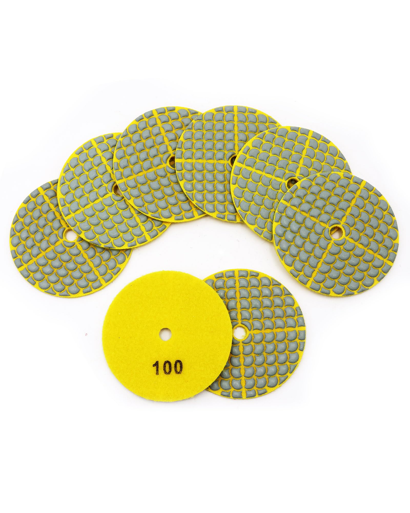SHDIATOOL Diamant Schleifpads 100-8 Stücke Trocken Polierscheiben 100mm für Granit Marmor Quarz Kunststein Geeignet für Winkelschleifer