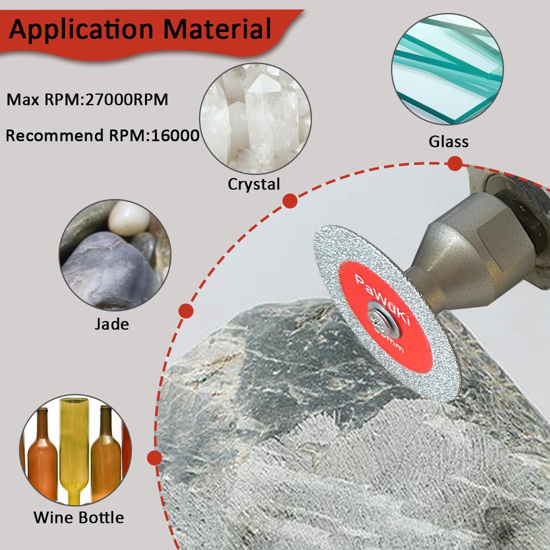 Mini Diamond Glass Cutting Disc - 5Pcs 2 Inch(50mm) Saw Blade and 1pc 5/8''-11 Flange for Glass Jade Marble Granite Artificial Stone Porcelain Tile Ceramic