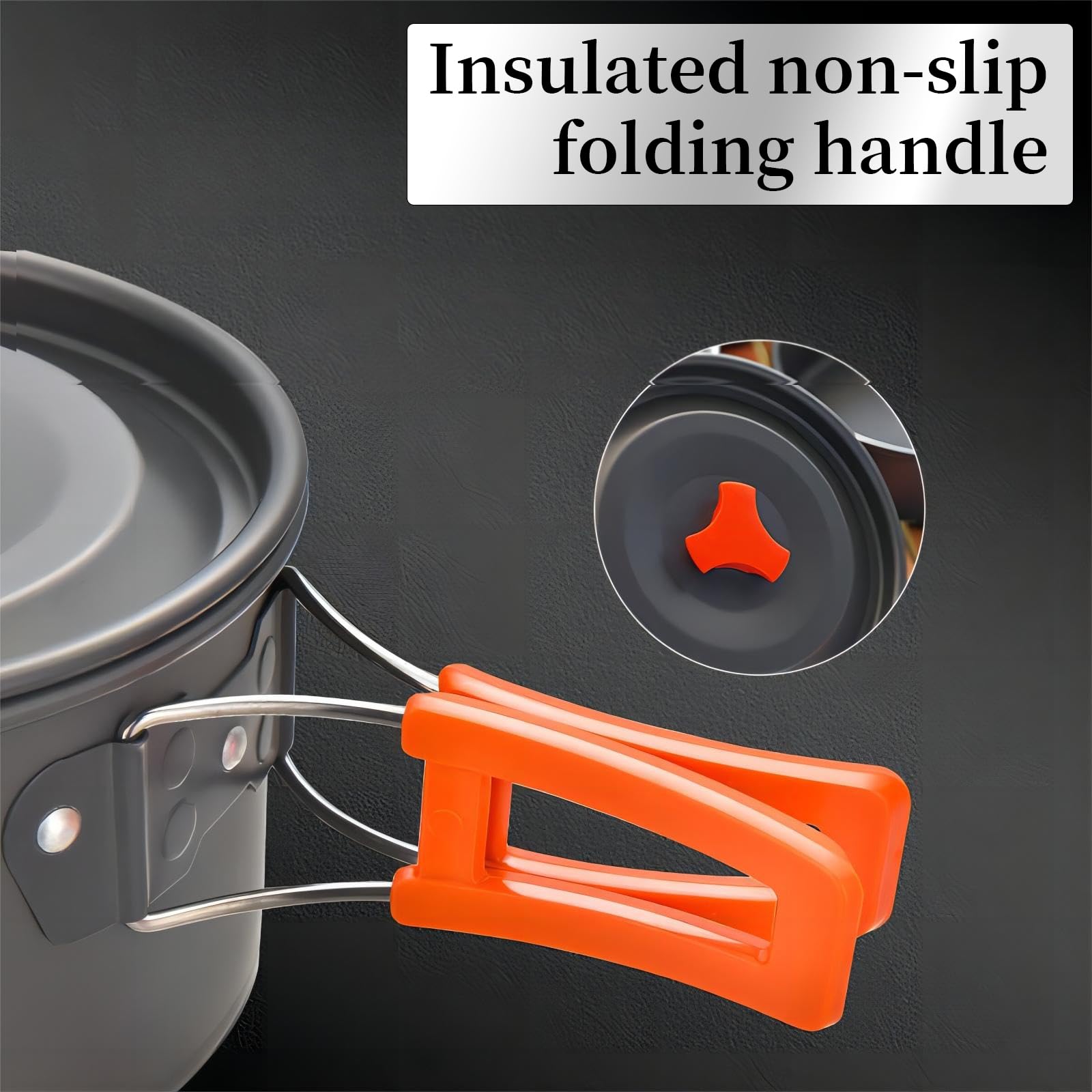 Hoquare Camping Cookware Set, 3pcs Nonstick Outdoor Aluminum Lightweight Camping Pan, Camping Pot - Image 2