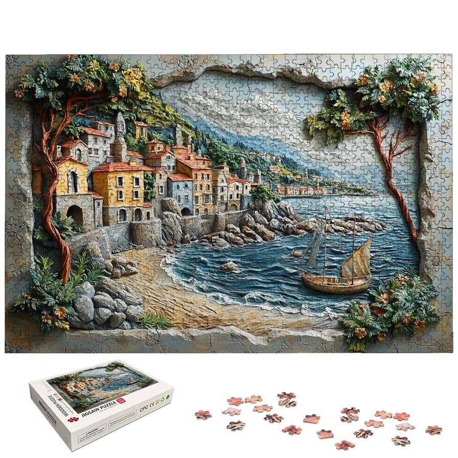 Puzzle 1500 sztuk krajobrazu, drewniane puzzle morskie dla dorosłych, rozmiar: 87 x 57 cm, puzzle 1500 sztuk dla dorosłych, rodzinne gry edukacyjne, puzzle pomysł na prezent dla kobiet, wystrój domu