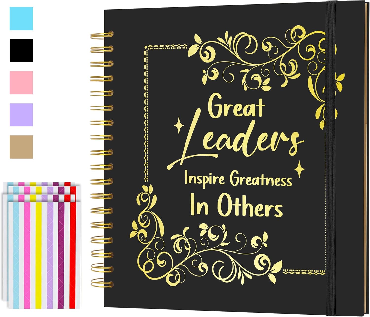 Leader Gift Great Leaders Inspire Greatness In Others Scrapbook Album DIY Album for Boss Leadership Photo Album Book. (Black, 12x12)