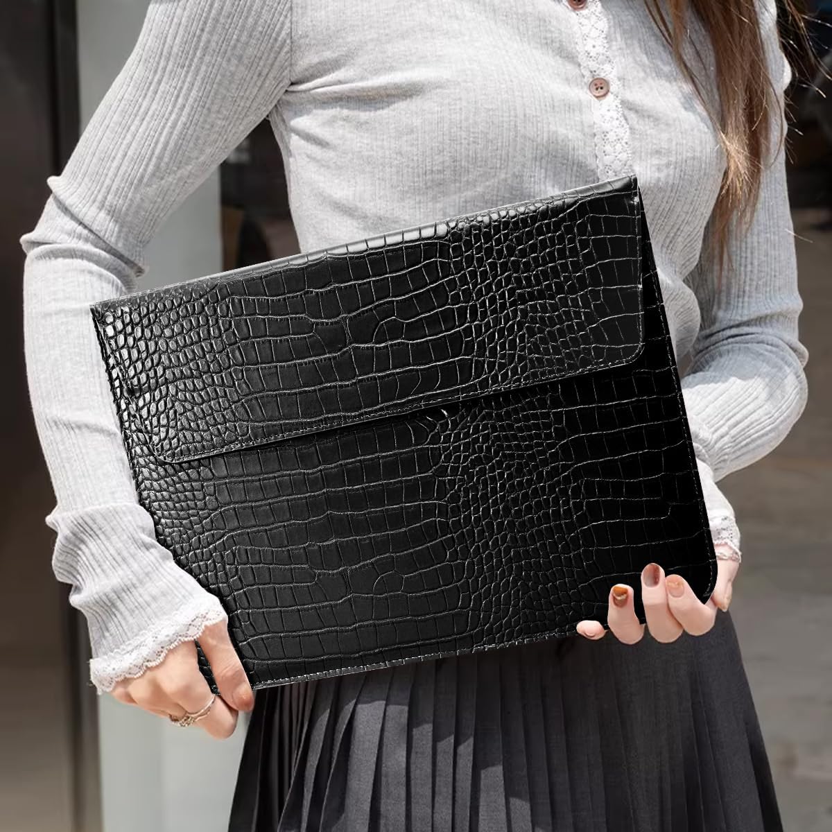 13 Inch Crocodile Pattern Laptop Sleeve Case with Stand for MacBook Neo 13 inch A3404, 2026-2022 Air13 inch M5 A3449 M4 M3 M2, 2018-2021 Air 13" A2337 M1, 2016-2022 Pro13 A2338 M2 M1, Black