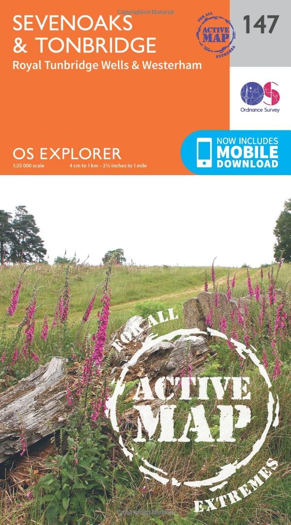 Sevenoaks & Tonbridge Map | Weatherproof | Royal Tunbridge Wells & Westerham | Ordnance Survey | OS Explorer Active Map 147 | England | Walks | Hiking | Maps | Adventure