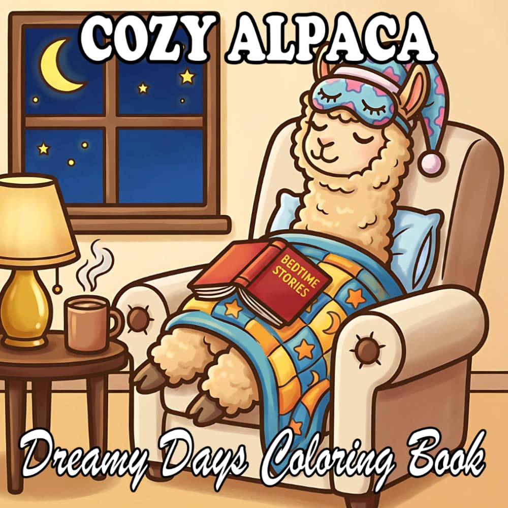 Alpaca Coloring Book: Cute & Cozy Alpaca Scenes for Kids and Adults