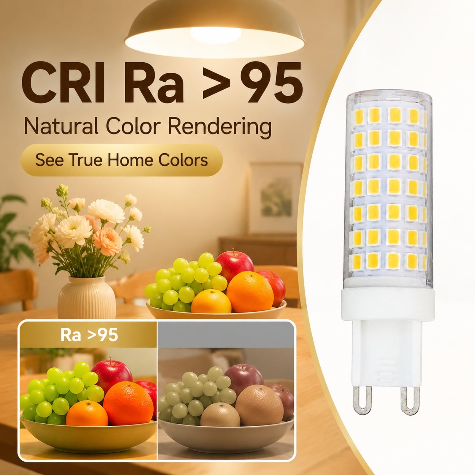 Lampadina LED G9 Luce Calda 3000K 9W Equiv 72W 900lm Risparmio CRI>95 Anti-Sfarfallio Ideale Per Applique Lampadario Sospensione Non Dimmerabile Confezione Da 6