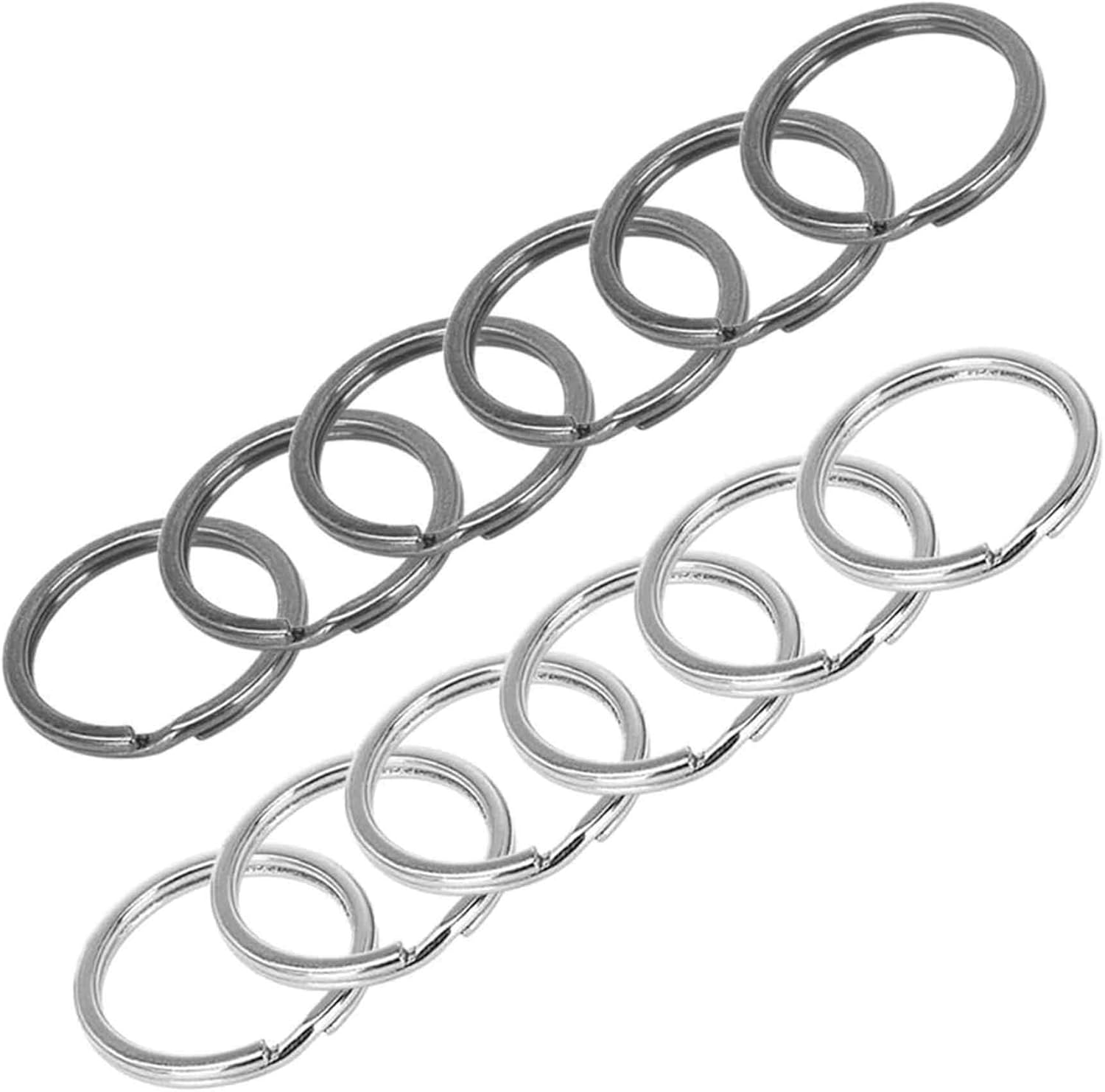 Premium Upgrade Round Flat Key Chain Rings, 1 Inch/25mm Diameter Key Rings Pack