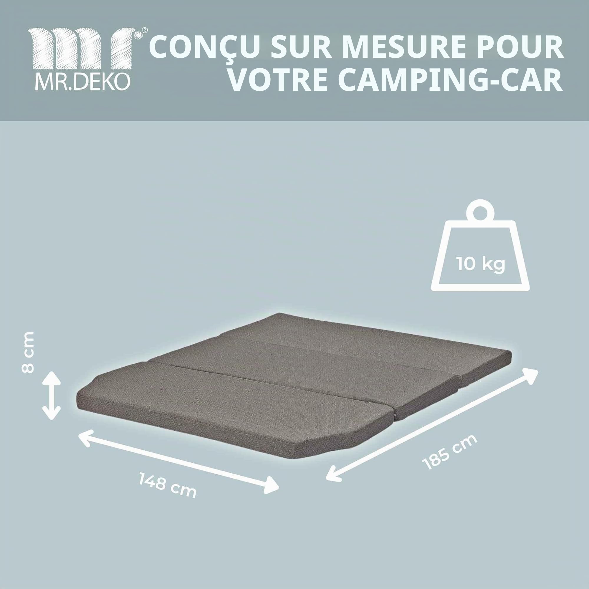 Camper´s Delight Matelas pliant pour VW Multivan T5 et T6 | 148 x 185 x 8 cm | Matelas de camping avec housse lavable | Matelas pliable en mousse | Matelas de couchage pour transporteur | Matelas de
