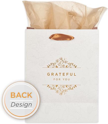 Miniatura 8 de Christian Art Gifts Bolsa de regalo de retrato con etiqueta y juego de papel de seda para mujeres Grateful for You, inspirada en la fe para
