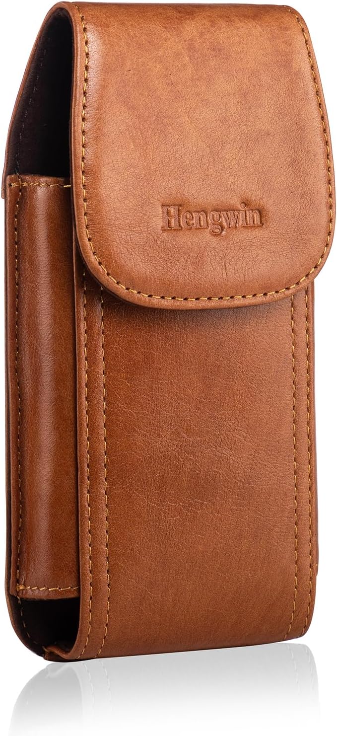 Amazon.com: Leather Cell Phone Belt Clip Bag for Men, Smartphone Waist ...