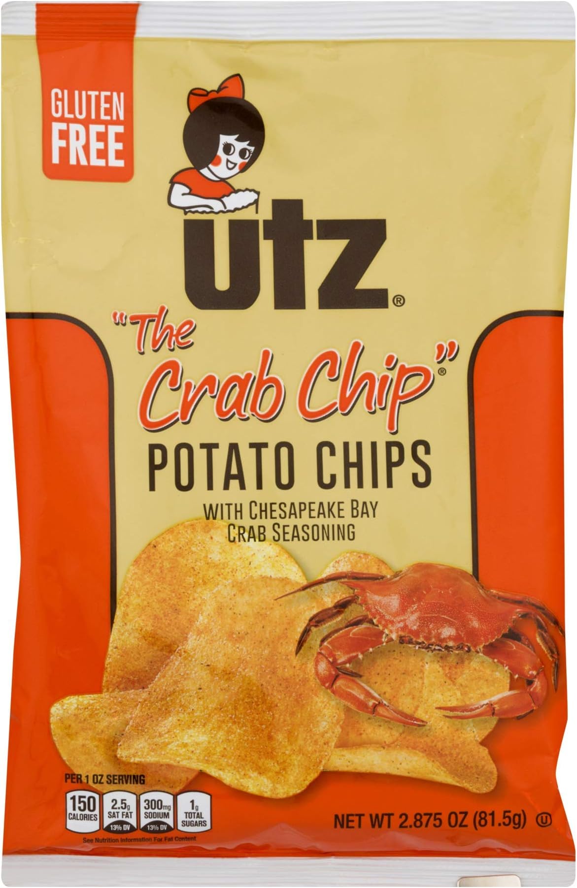 UTZ "The Crab Chip" Potato Chips 2.875 oz Bags - Pack of 14
