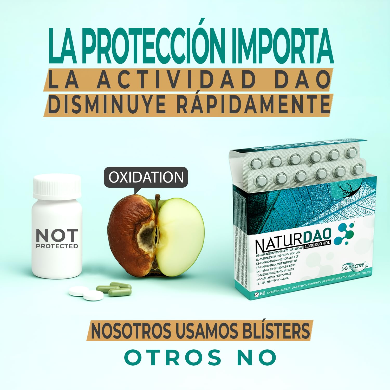 Enzima DAO 3.000.000 HDU por día - dosificación perfecta con 1.000.000 HDU por comprimido (3 comprimidos/día) - 100% DAO vegano - 60 comprimidos