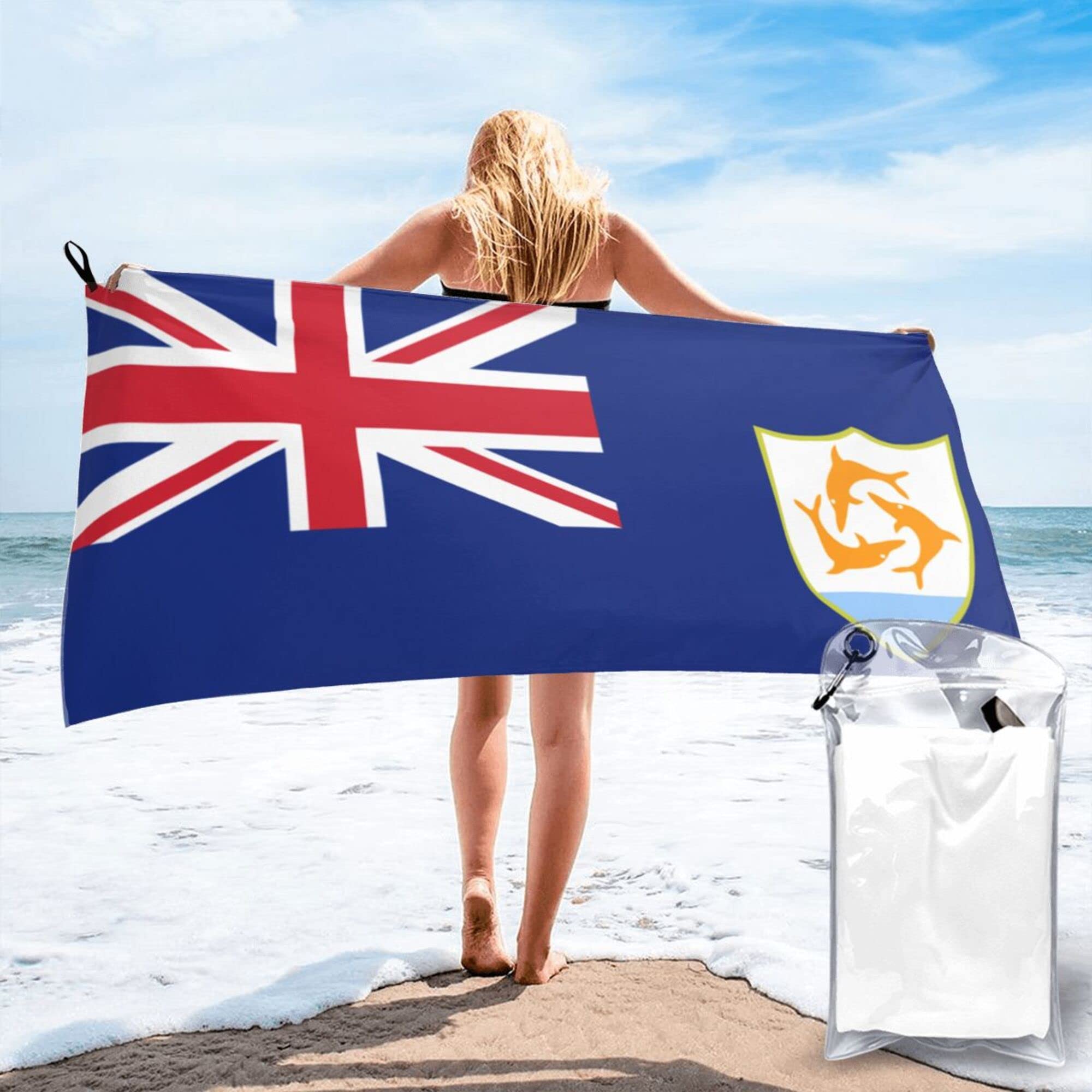 Lsjuee Flag of Anguilla Microfiber Beach Towel-Quick Dry Oversized Towels Blanket for Travel Pool Camping