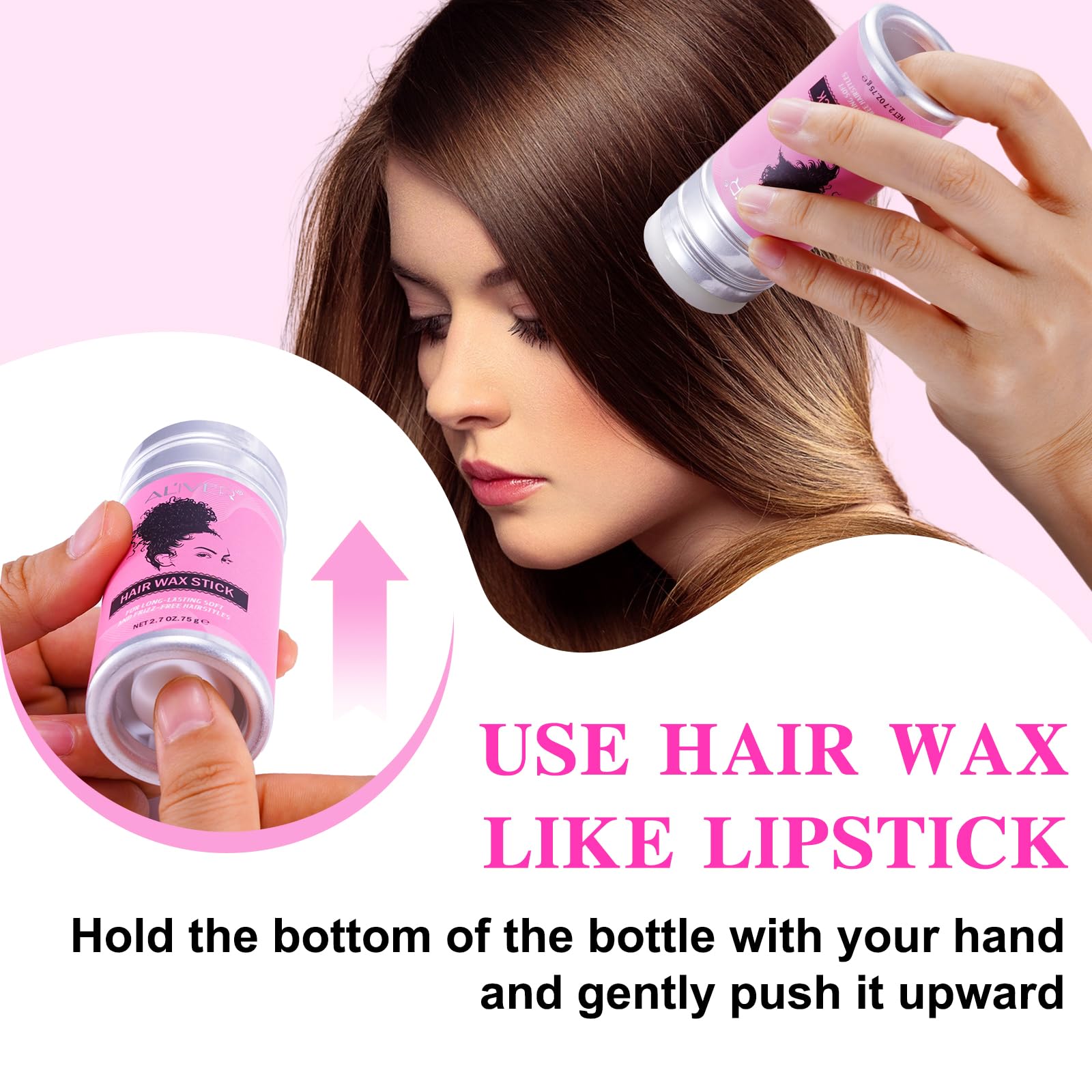 Bastone di cera per capelli+Set di 3 Pettini Spazzola Capelli Setole,cera capelli, pomata per lo styling di parrucche Acconciatura Spazzola e Pettine a Coda Robusto per Styling Unisex (75g-cera stick)
