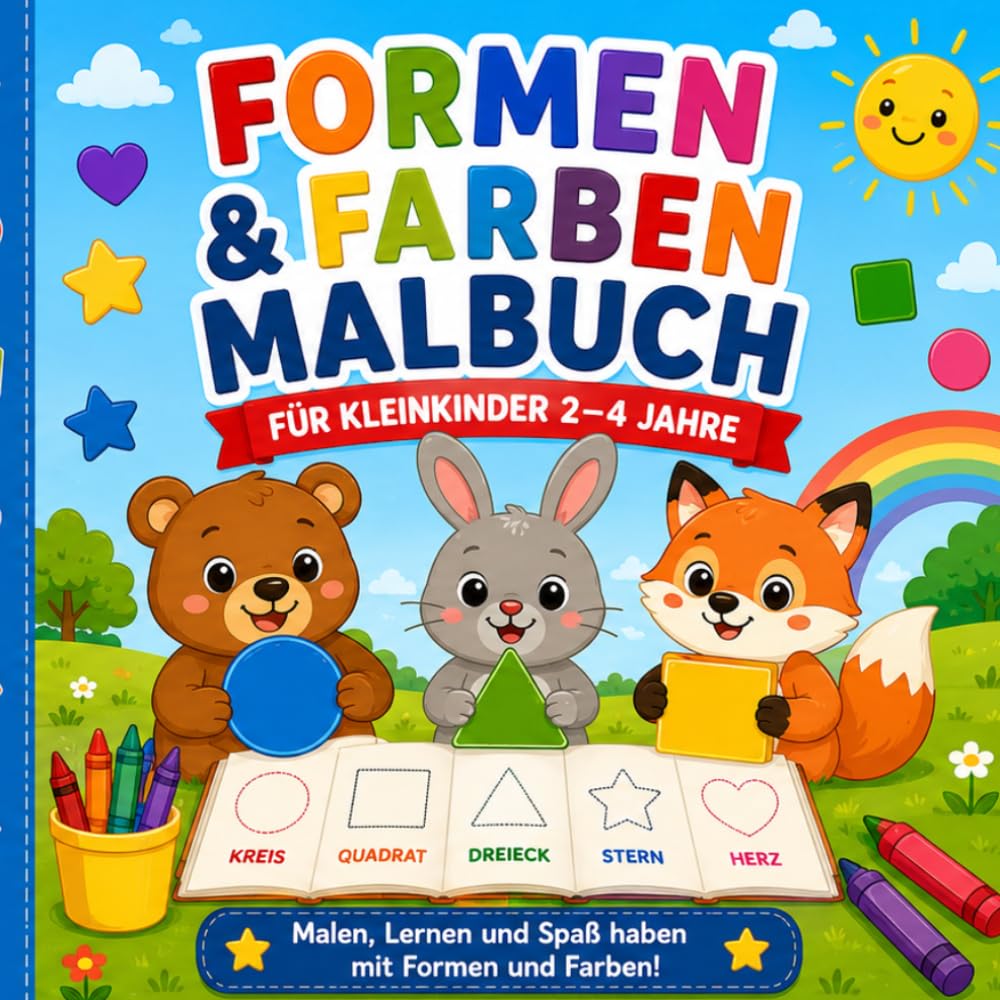 Formen & Farben Malbuch für Kleinkinder 2–4 Jahre: Einfache Formen und fröhliche Farben zum Ausmalen