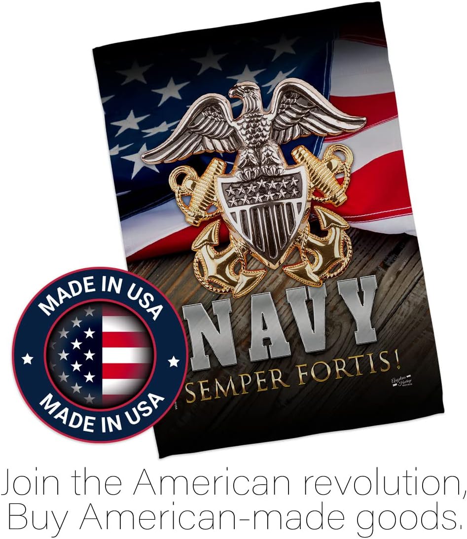US Navy Semper Fortis Garden Flag - Armed Forces USN Seabee United State American Military Veteran Retire Official - House Decoration Banner Small Yard Gift Double-Sided Made In USA 13 X 18.5