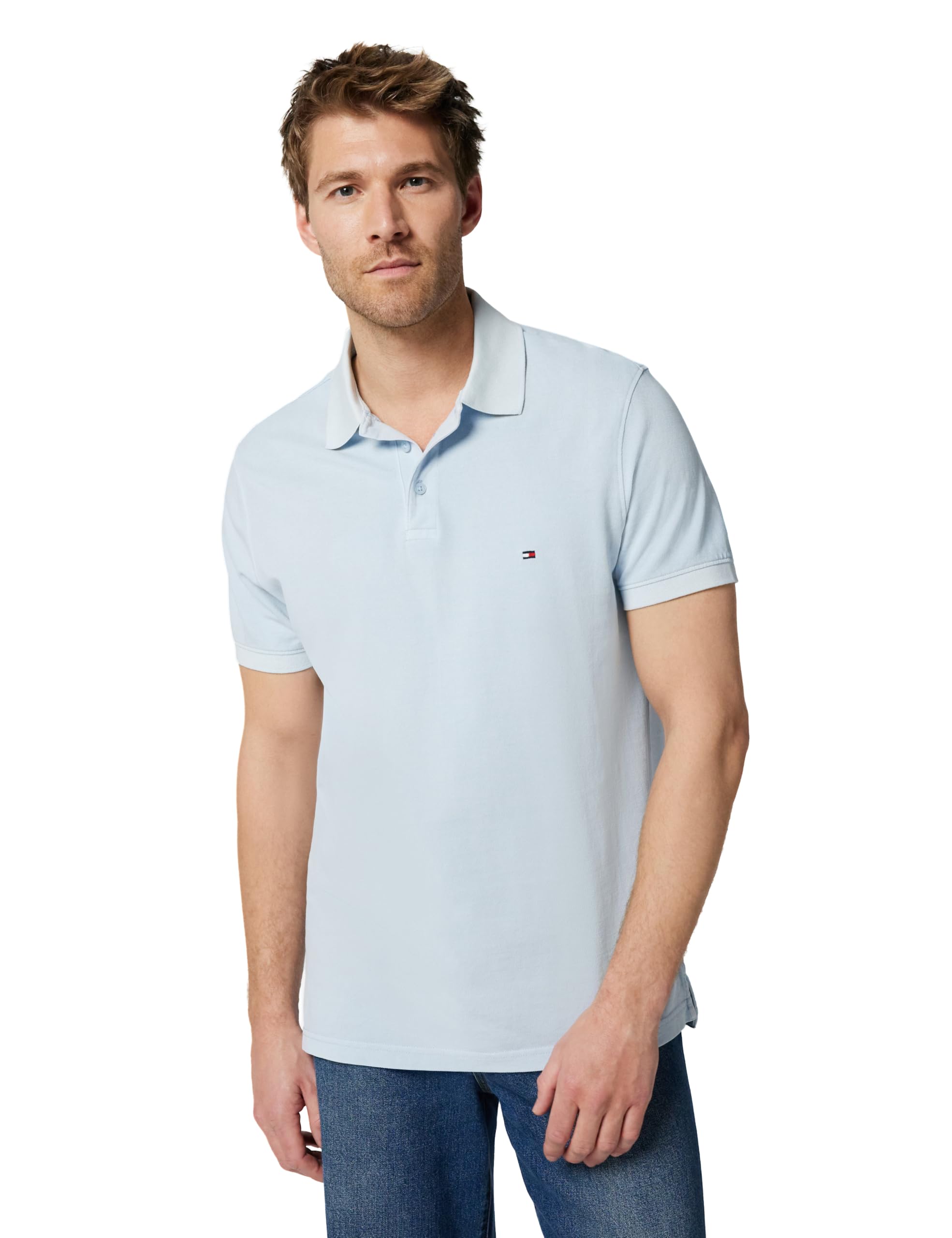 Tommy Hilfiger Men's Garment Dye Reg Polo Mw0mw34757 Garment DYE REG Polo, Blue (Breezy Blue), L