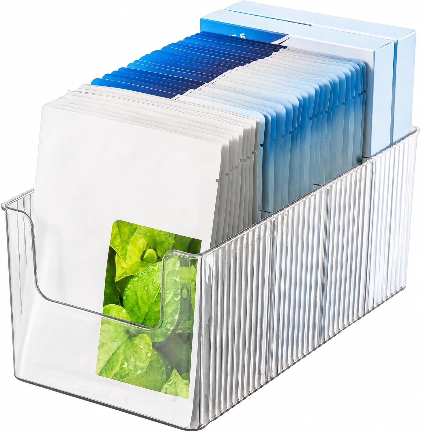 Skin Care Organizer & Face Mask Organizer, 4-Compartment Clear Plastic Sheet Mask Holder & Makeup Palette Storage, Vanity Bin for Bathroom, Cosmetic Organizer for Skincare & Eyeshadow