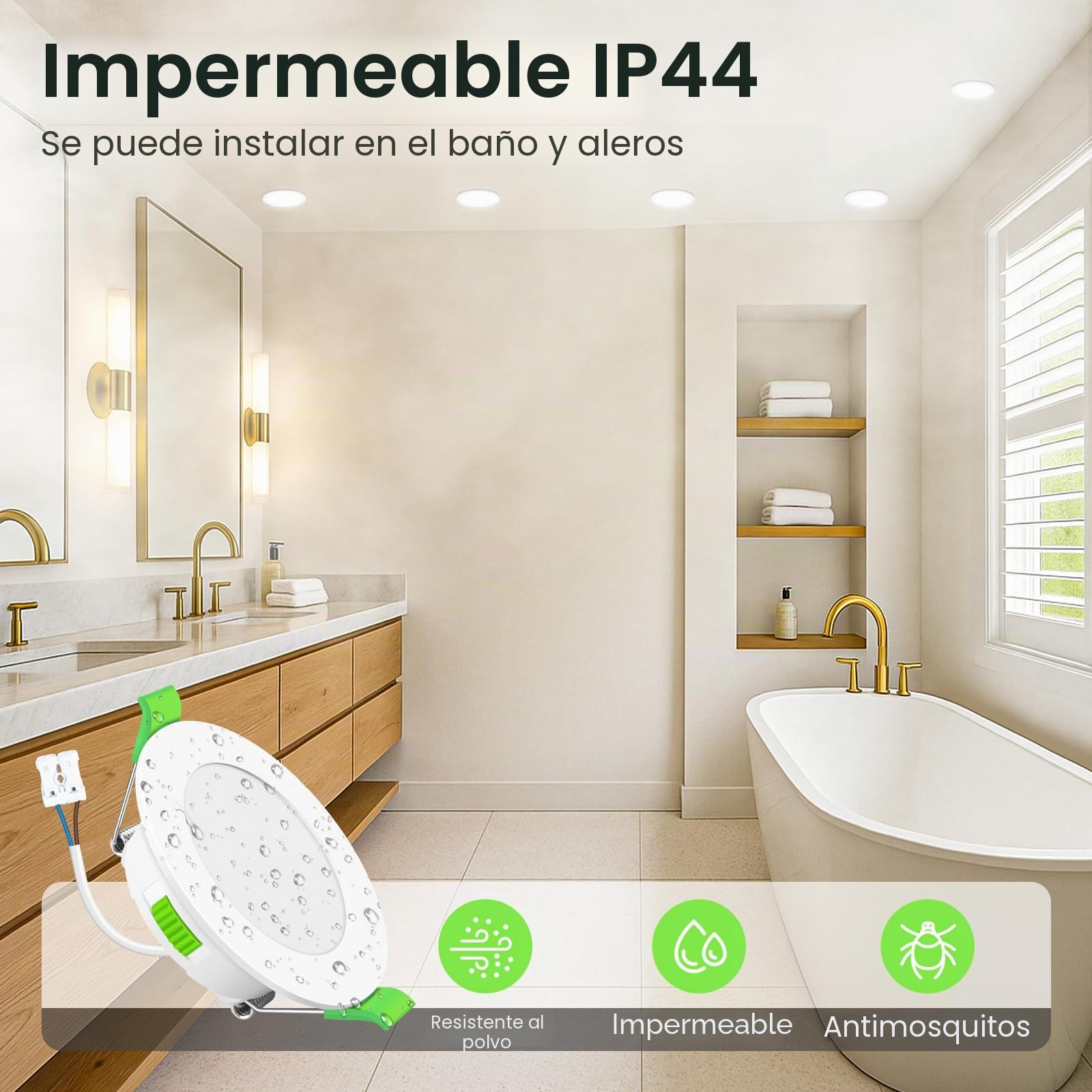 ALUSSO LIGHTING Focos Led Interior Techo,15W 1250LM downlight led techo empotrable,3CCT 3000K 4000K 6500K, IP44 Corte 140-160mm, Foco Empotrable Led Techo Para baño,Cocina, dormitorio,Blanco,6 Pack | AC 220-240V,Dimmbar 10-100%,Warmweiß 3000K Neutralweiß