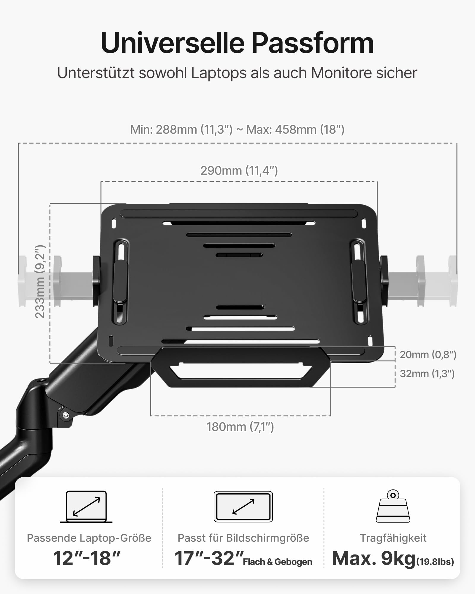 monTEK Laptop Wandhalterung, 2-in-1 Monitor und Laptop Halterung